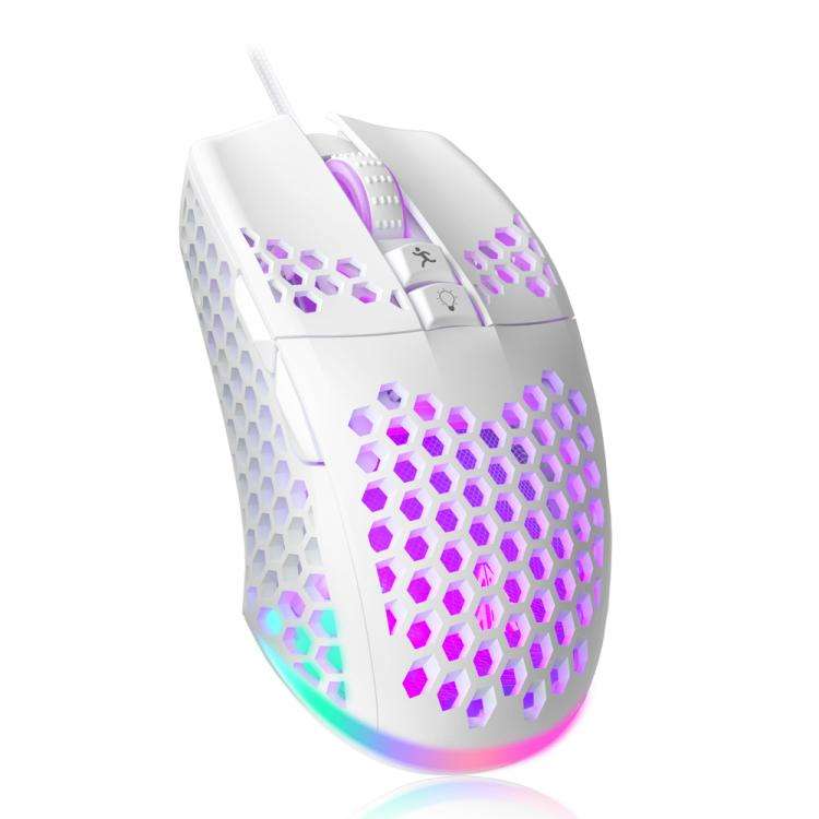 SOLAKAKA SM900 Honeycomb Hollow RGB Light Wired Gaming Mouse(White)