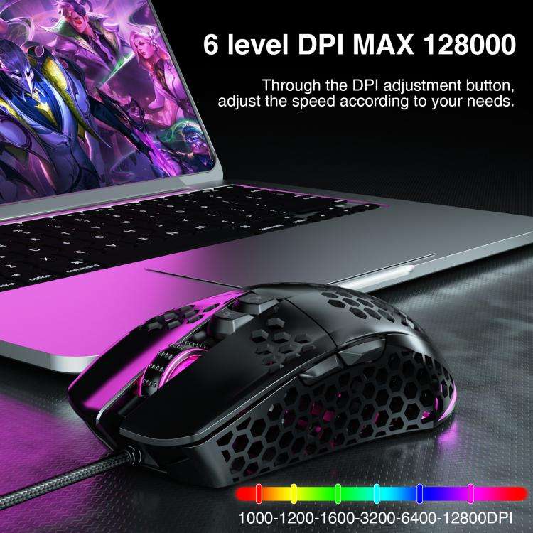 SOLAKAKA SM900 Honeycomb Hollow RGB Light Wired Gaming Mouse(Black)