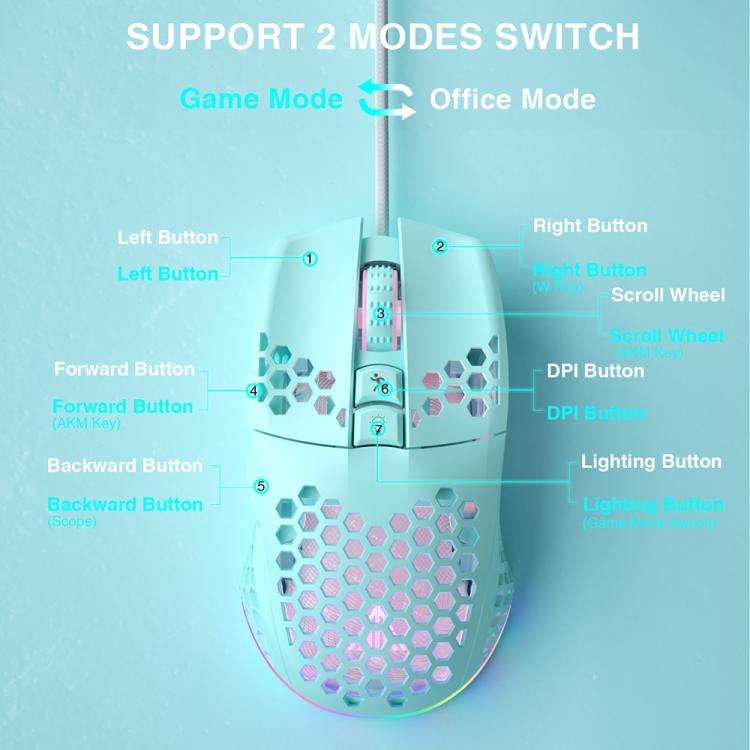 SOLAKAKA SM900 Honeycomb Hollow RGB Light Wired Gaming Mouse(Green)