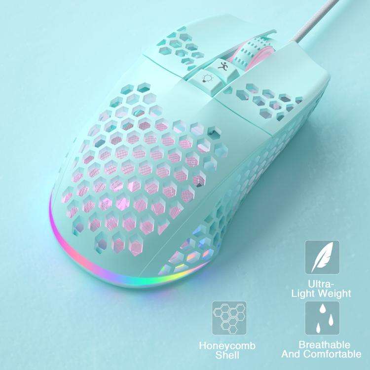 SOLAKAKA SM900 Honeycomb Hollow RGB Light Wired Gaming Mouse(Green)