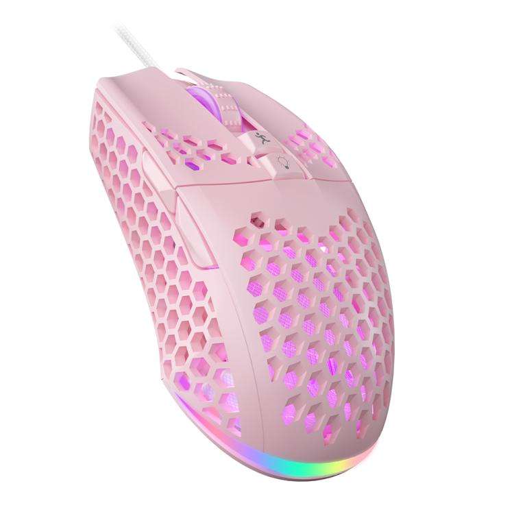SOLAKAKA SM900 Honeycomb Hollow RGB Light Wired Gaming Mouse(Pink)