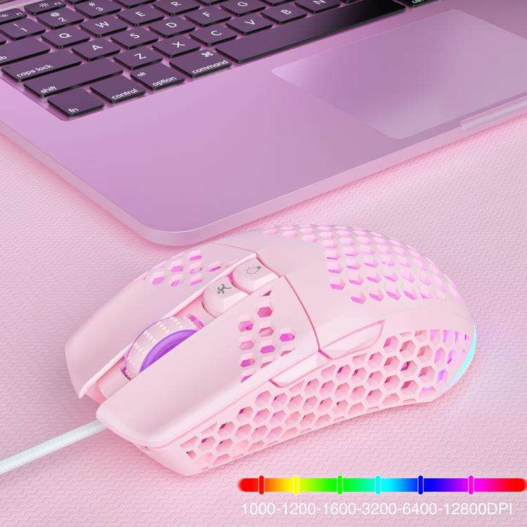 SOLAKAKA SM900 Honeycomb Hollow RGB Light Wired Gaming Mouse(Pink)
