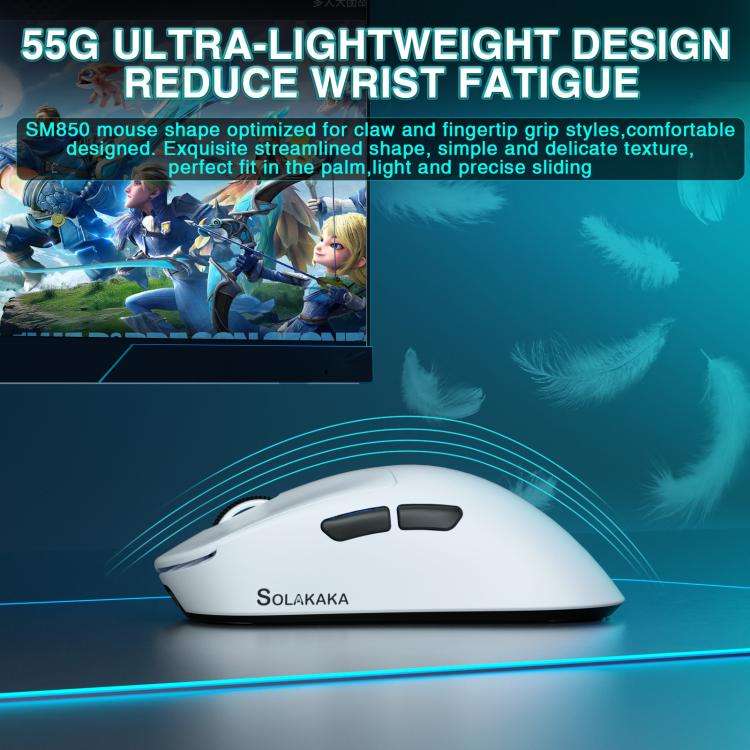 SOLAKAKA SM850 24000DPI 2.4GHz + BT + Wired Tri-mode Wireless Mouse(White)