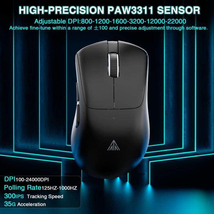SOLAKAKA SM805 24000DPI 2.4GHz + BT + Wired Tri-mode Wireless Mouse(Black)