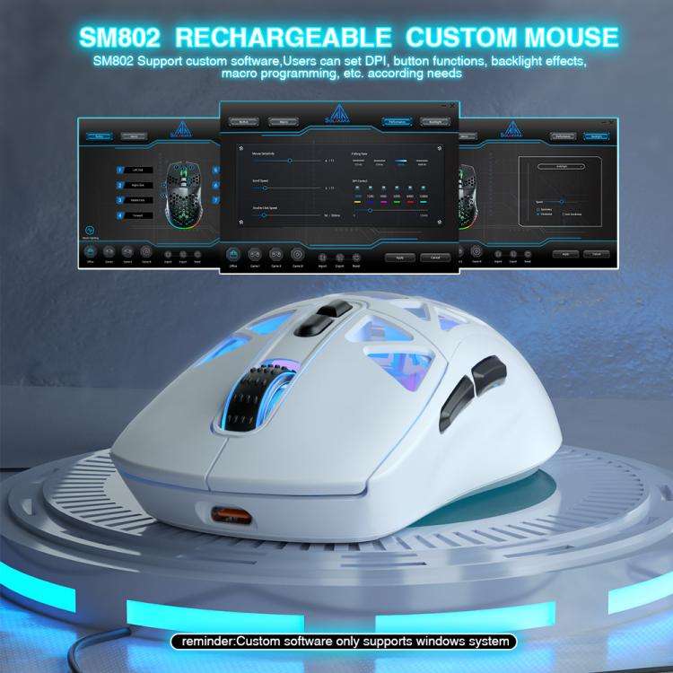 SOLAKAKA SM802 Ultra-light 2.4GHz + BT + Wired Tri-mode Wireless Mouse(White)