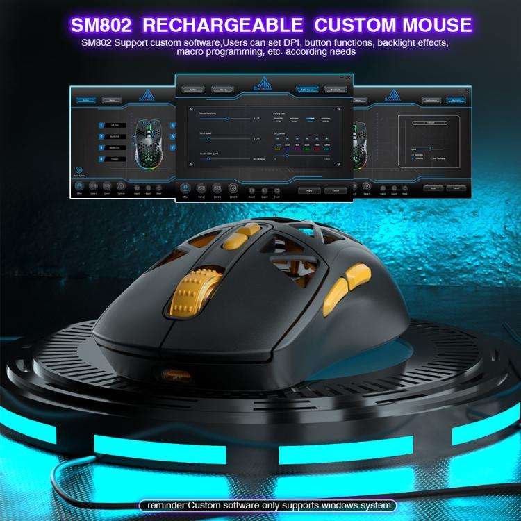 SOLAKAKA SM802 Ultra-light 2.4GHz + BT + Wired Tri-mode Wireless Mouse(Black)