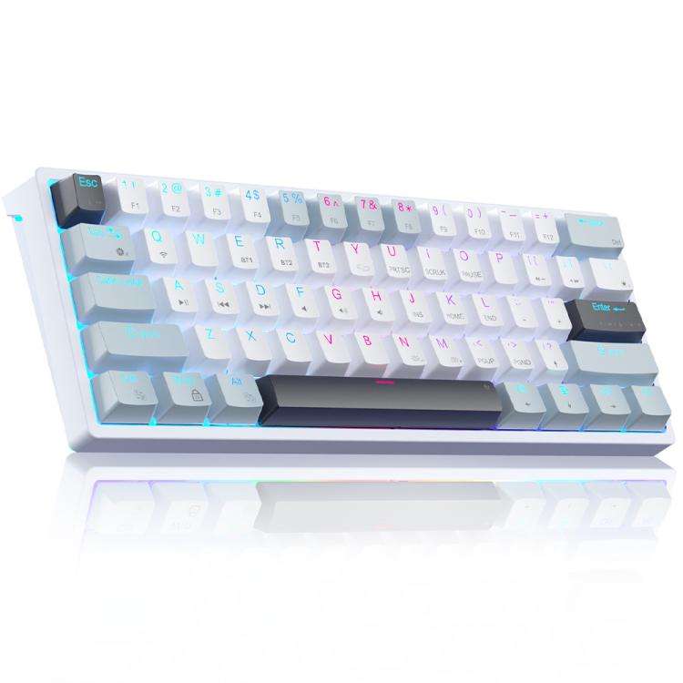 SOLAKAKA SK961 Tri-mode RGB 61 Keys Wireless Mechanical Keyboard, Type:Red Axis(White Blue)