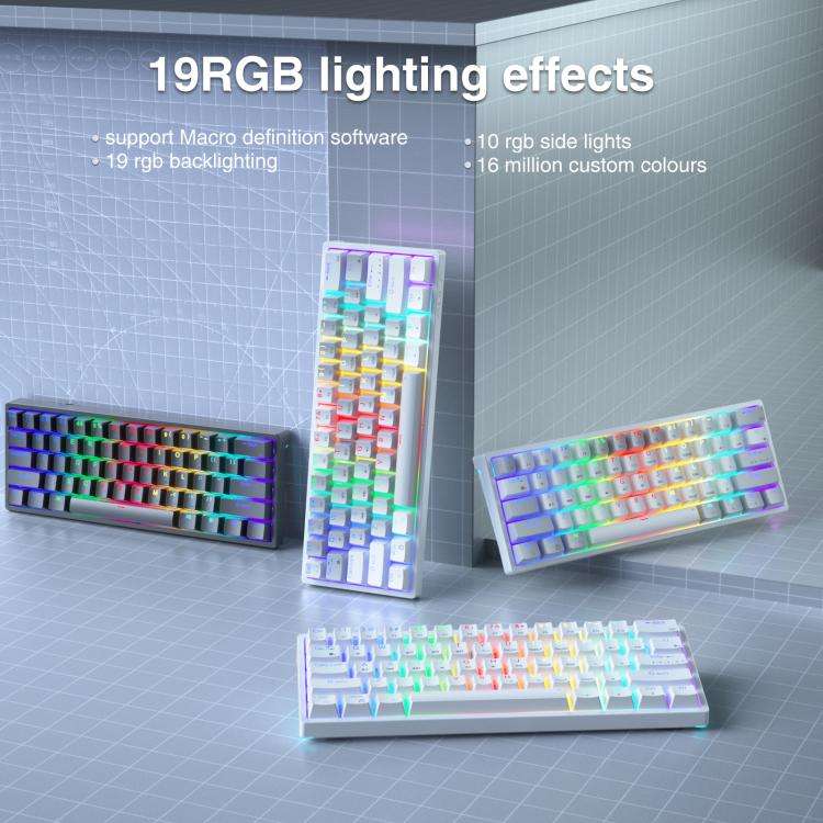 SOLAKAKA SK961 Tri-mode RGB 61 Keys Wireless Mechanical Keyboard, Type:Red Axis(Grey White)