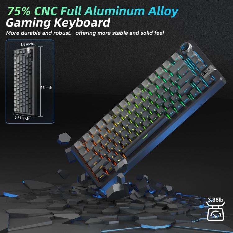 SOLAKAKA Ki75 Tri-mode RGB Side-Legend Wireless Mechanical Keyboard, Type:Seiya Switch(Gradient G...