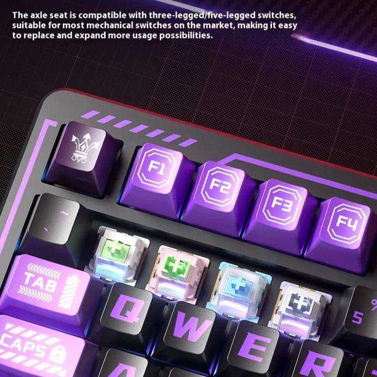 LINGBAO K75 82 Keys Triple-Mode Wireless Mechanical Keyboard, Type:Blue White-Smoky Purple Axis