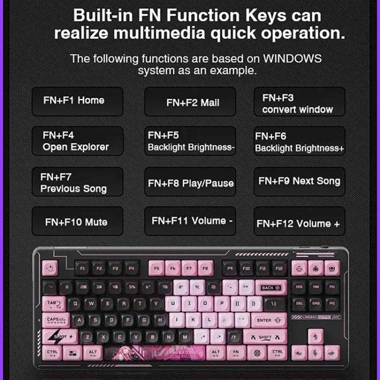 LINGBAO K87 Pro Tri-Mode Hot Swap Game Mechanical Keyboard, Type:Lucinel-Hanada Axis