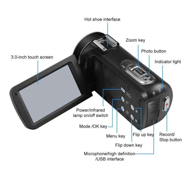 5600PX Zoomable 4K Digital Video Camera With Microphone(Black)