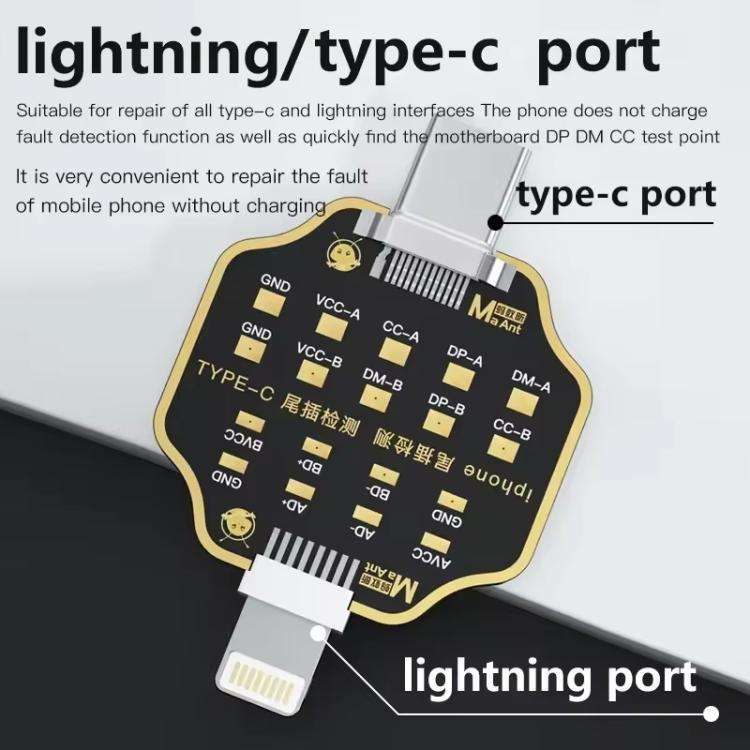 MaAnt Non-Remove Phone Tail Plug Charging Fault Test Board for iPhone / Android