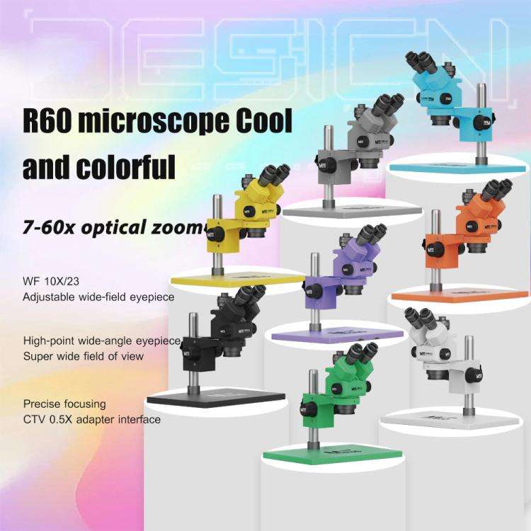MaAnt Sky Eye R60 7-60X Colorful Trinocular Microscope with Large Base(Black)
