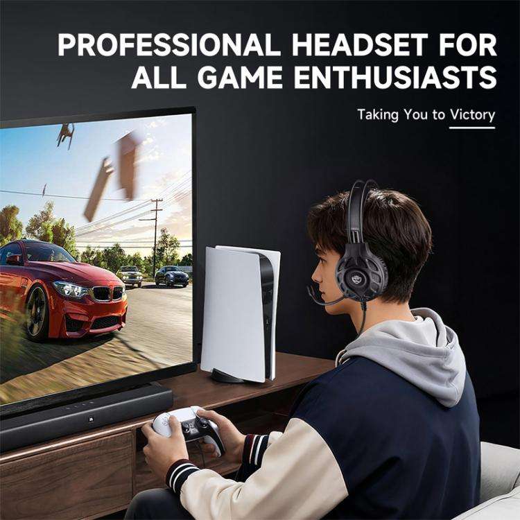 SoulBytes S200 3.5mm USB Wired LED Gaming Headset with Mic(Black)