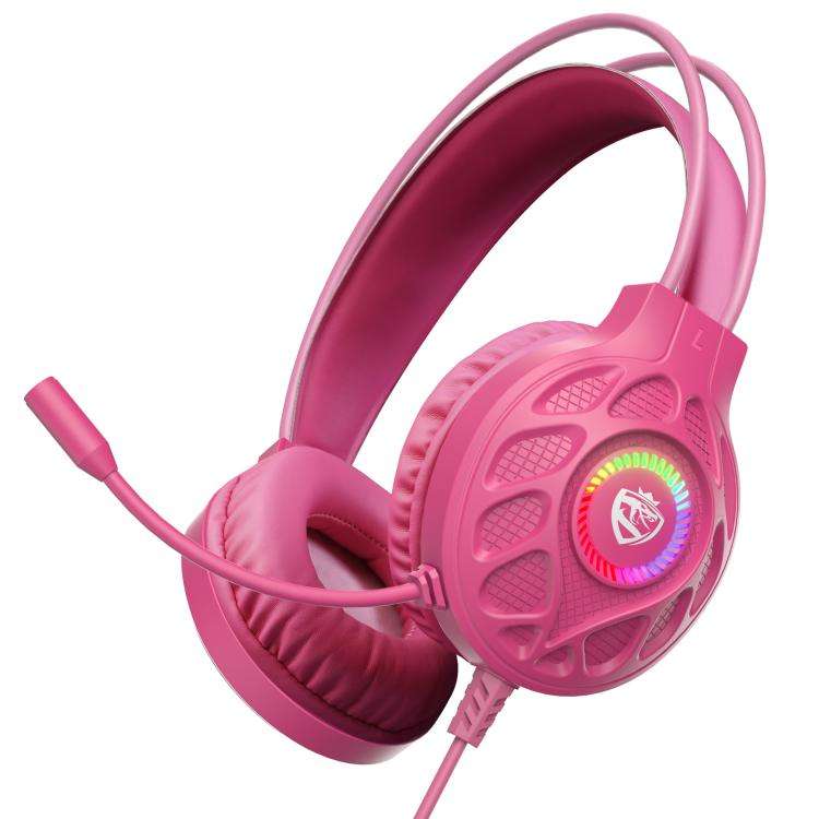 SoulBytes S200 3.5mm USB Wired LED Gaming Headset with Mic(Pink)