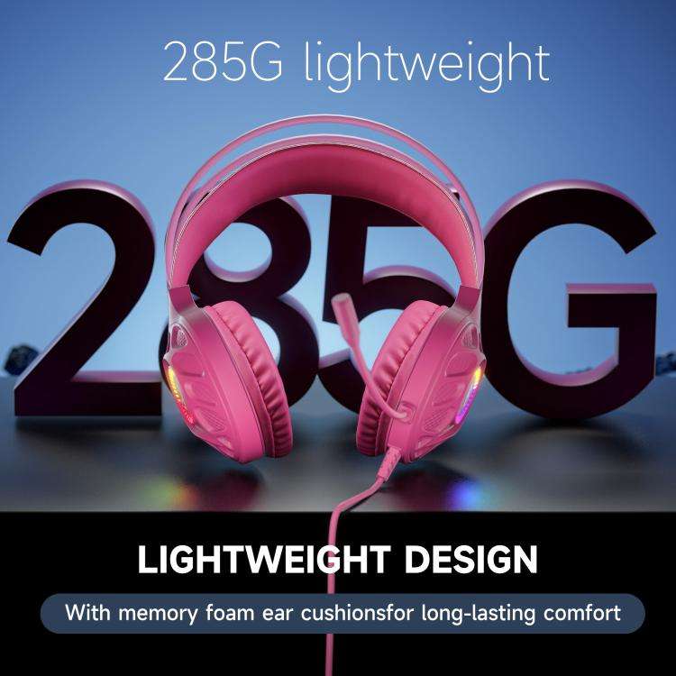 SoulBytes S200 3.5mm USB Wired LED Gaming Headset with Mic(Pink)