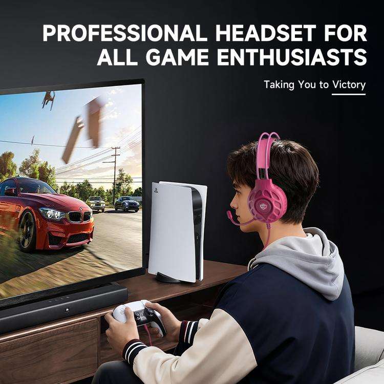 SoulBytes S200 3.5mm USB Wired LED Gaming Headset with Mic(Pink)