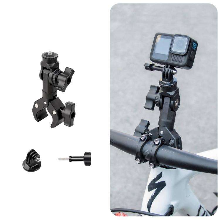 Universal Action Camera Bicycle Handlebar Single-Crab Clamp With Adapter & Screw(Black)