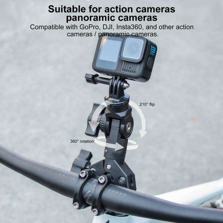 Universal Action Camera Bicycle Handlebar Single-Crab Clamp With Adapter & Screw(Black)