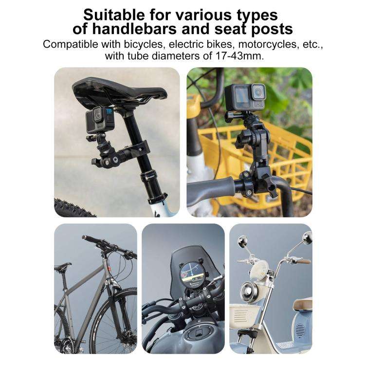 Universal Action Camera Bicycle Handlebar Single-Crab Clamp With Adapter & Screw(Black)