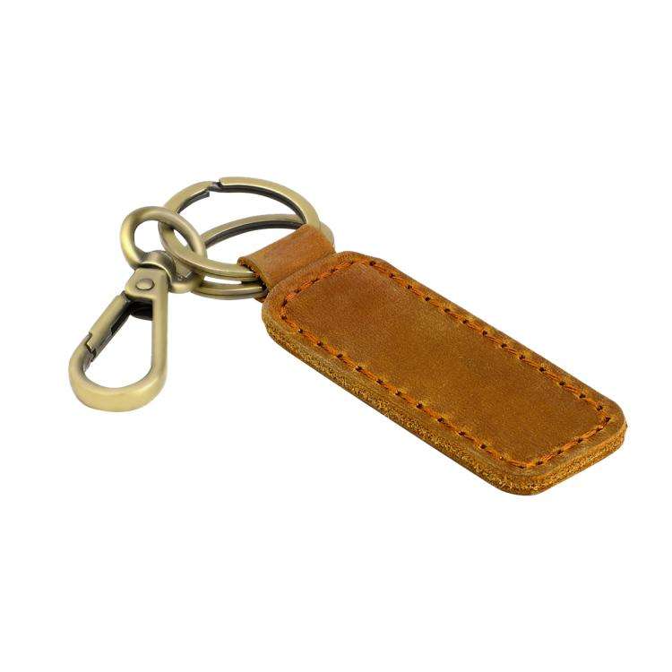 Retro Crazy Horse Genuine Leather Car Key Chain(Brown)