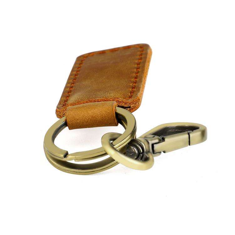 Retro Crazy Horse Genuine Leather Car Key Chain(Green)