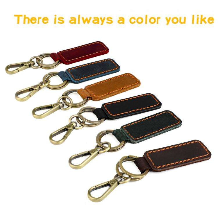 Retro Crazy Horse Genuine Leather Car Key Chain(Red)