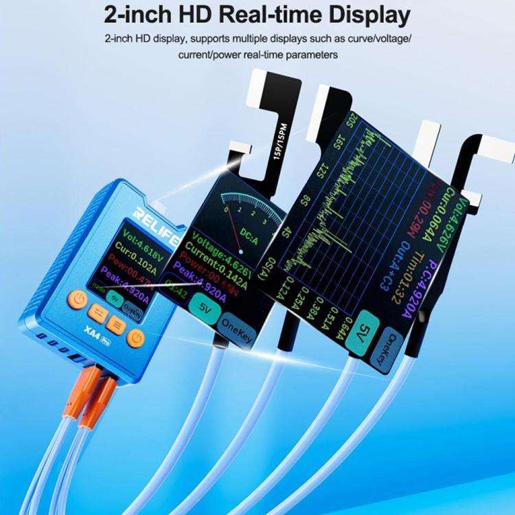RELIFE XA4 Pro One-Touch HD Display Power Cable with USB / Type-C Dual Interface for iPhone 8-17 ...