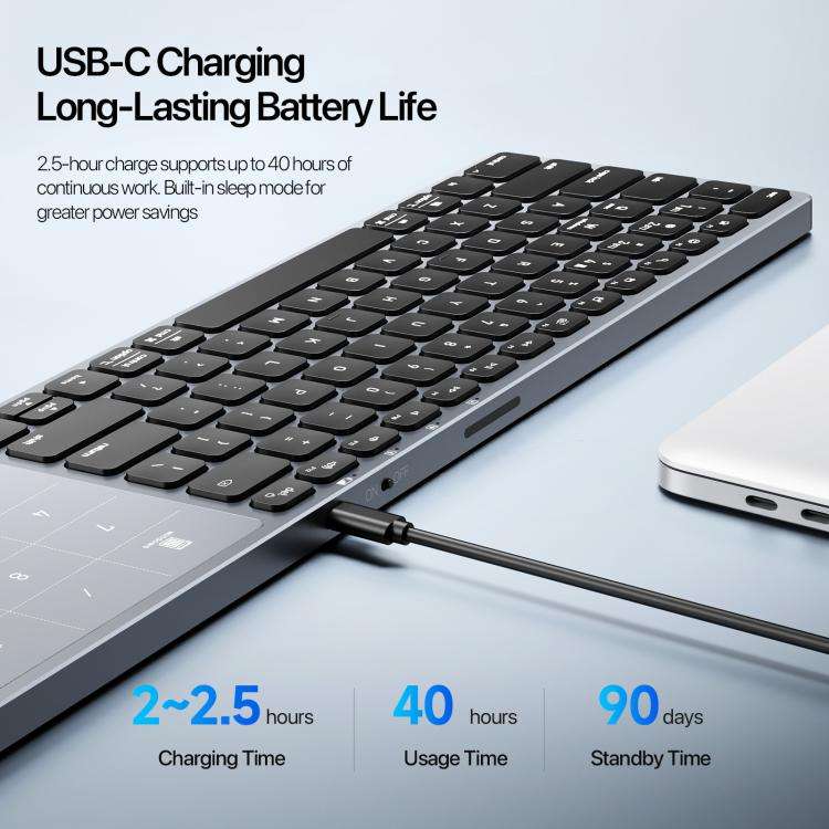 DUX DUCIS LK Pro Series Universal Dual-Mode Aluminum Alloy Wireless Keyboard With Touch Digital P...