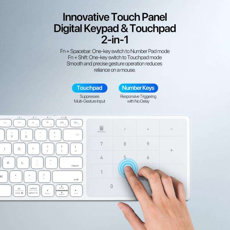 DUX DUCIS LK Pro Series Universal Dual-Mode Aluminum Alloy Wireless Keyboard With Touch Digital P...