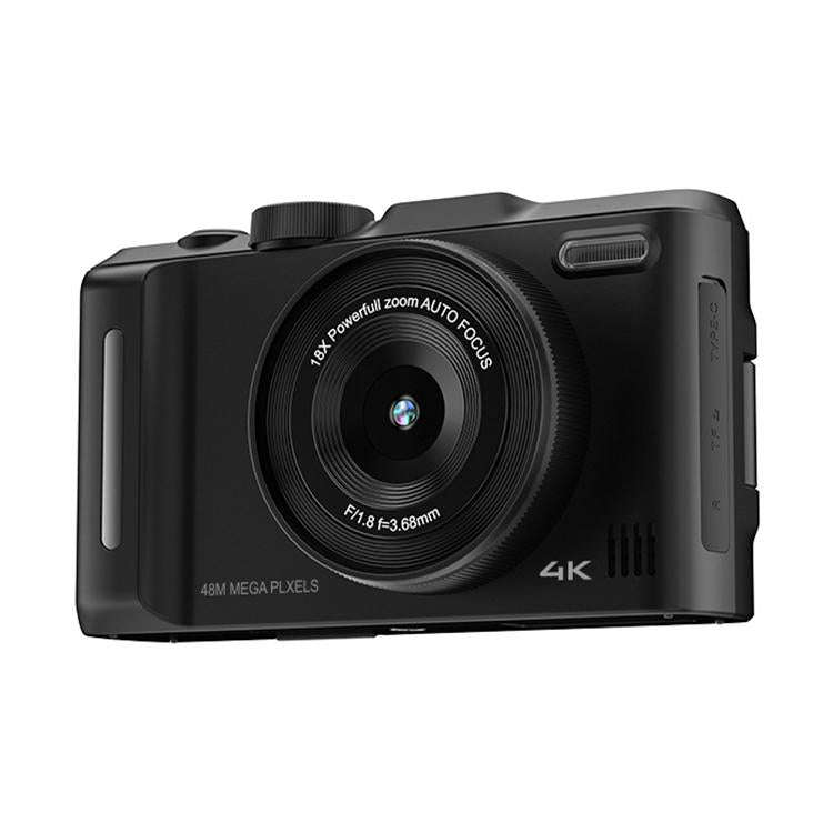 DX9 48MP 4K 3 inch HD LCD Flip Screen Retro Style CCD Mirrorless Digital Camera(Black)