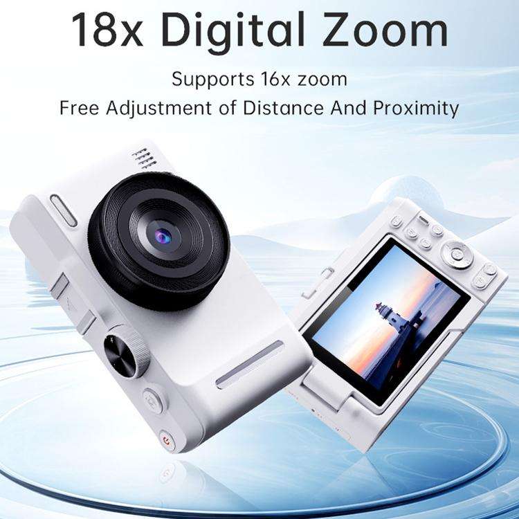 DX9 48MP 4K 3 inch HD LCD Flip Screen Retro Style CCD Mirrorless Digital Camera(White)