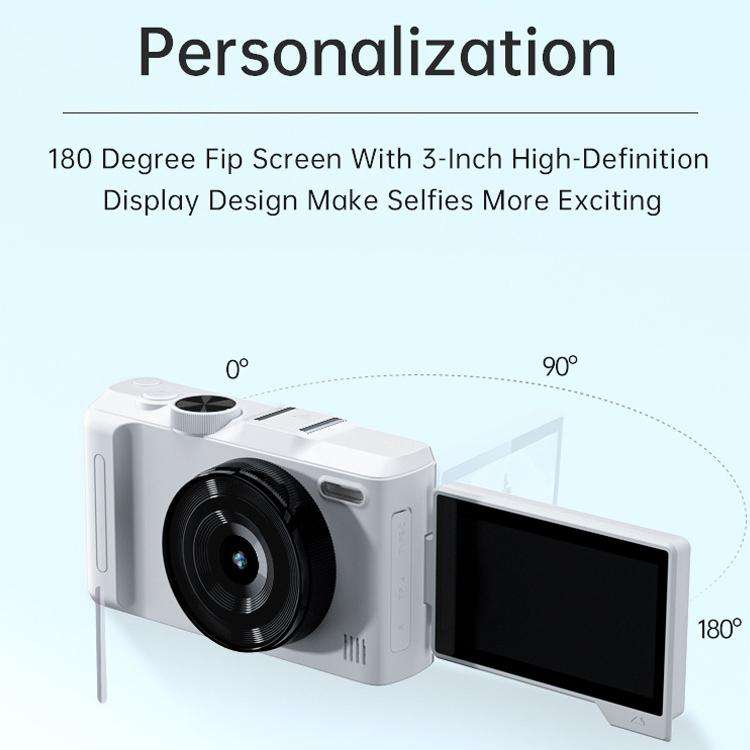 DX9 48MP 4K 3 inch HD LCD Flip Screen Retro Style CCD Mirrorless Digital Camera(Black)