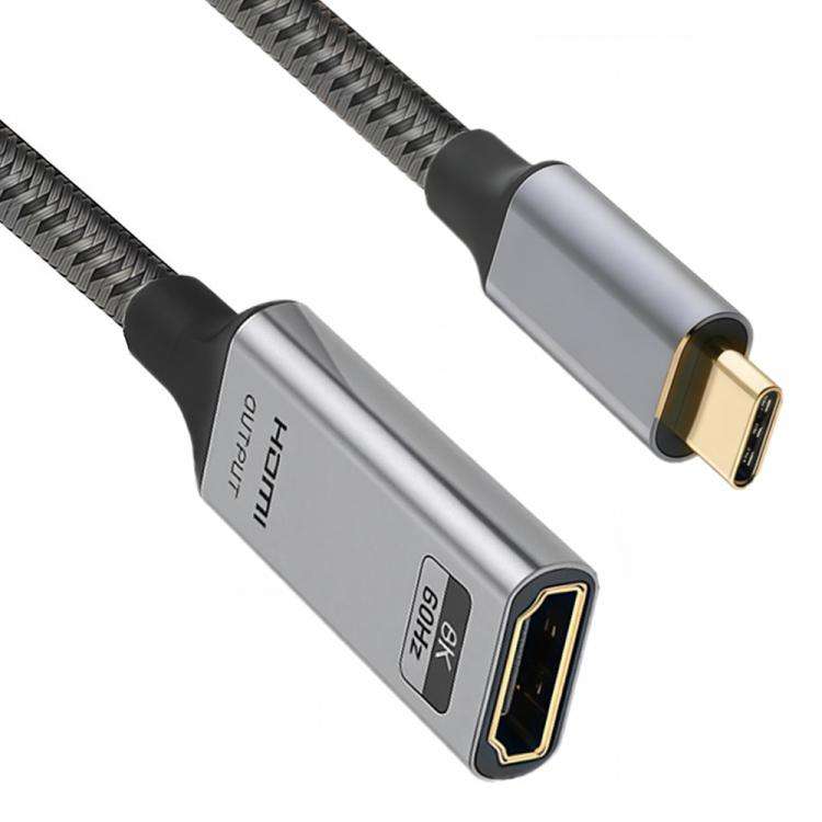 8K 60Hz 48Gbps Active Type-C Male to HDTV2.1 Converter(Short Cable Aluminum Shell)