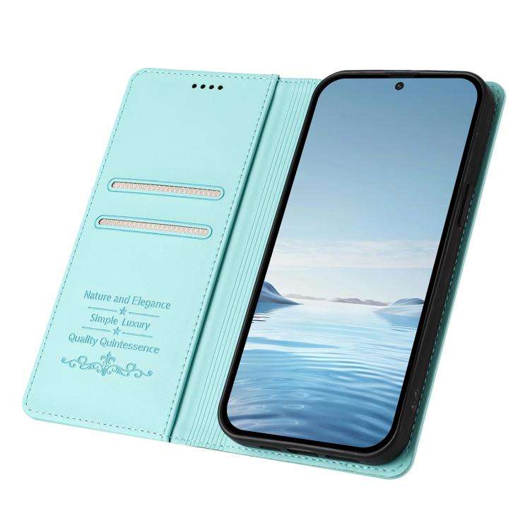 For Blackview Wave 9C Ballet Girl Diamond Studded RFID Vegan Leather Phone Case(Mint Green)