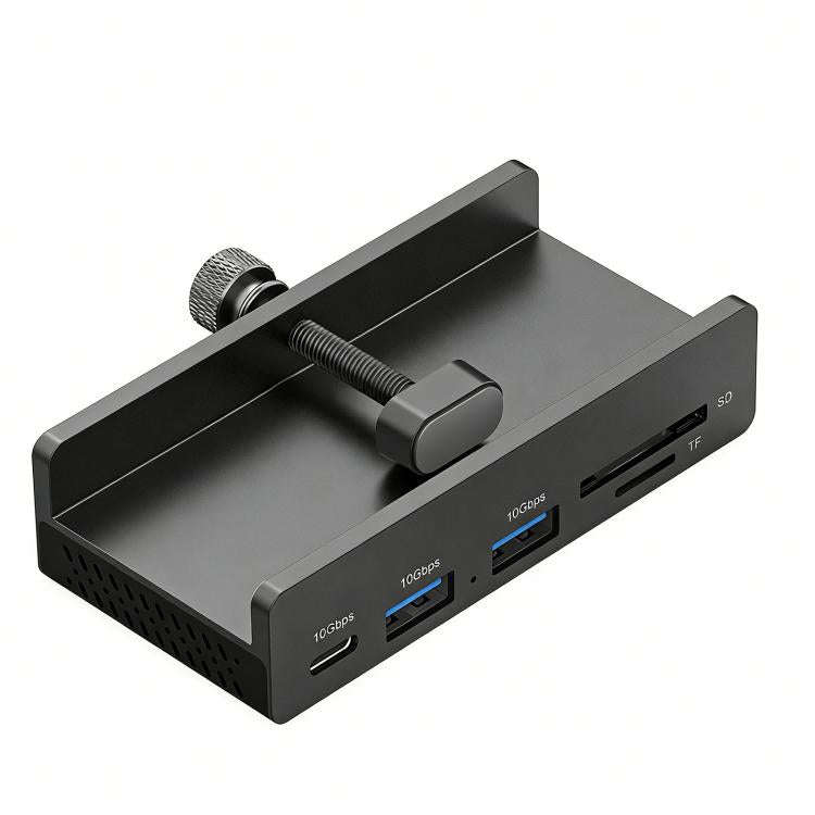 HCL-1071 7-port Type-C 3.2 Clamp Clamp Docking Station HUB with Type-C to Type-C Cable(Black)