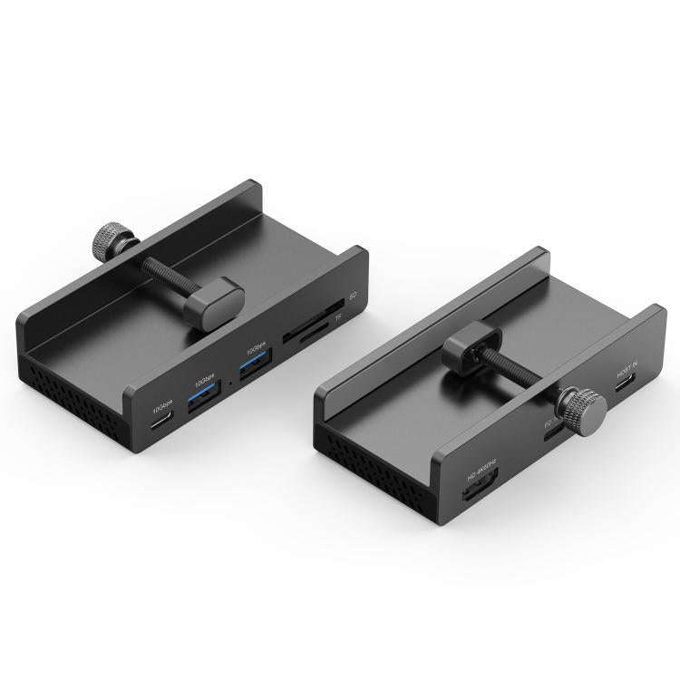 HCL-1071 7-port Type-C 3.2 Clamp Clamp Docking Station HUB with Type-C to Type-C Cable(Black)