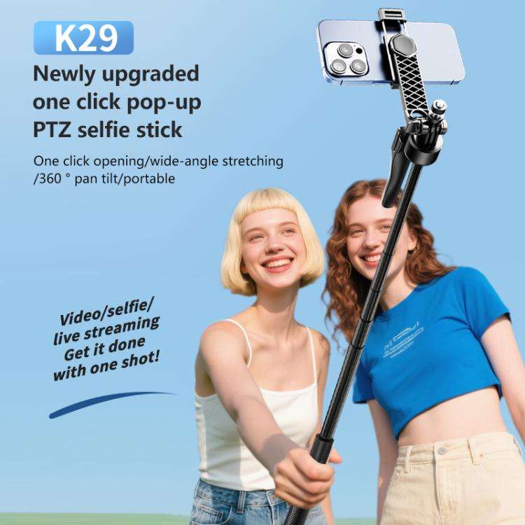 K29 Floor Standing Telescopic Phone Tripod Selfie Stick(Black)