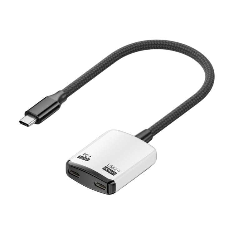 2 in 1 Type-C to Dual Type-C Full Featured AR Converter(Black White)