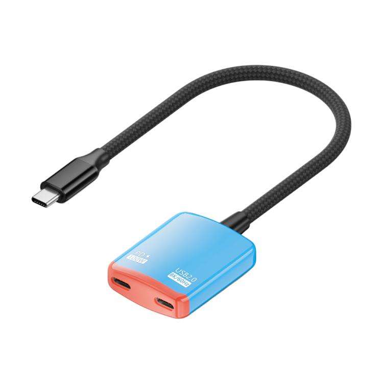 2 in 1 Type-C to Dual Type-C Full Featured AR Converter(Red Blue)