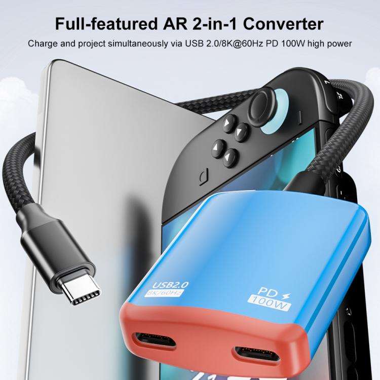 2 in 1 Type-C to Dual Type-C Full Featured AR Converter(Red Blue)