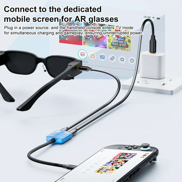 2 in 1 Type-C to Dual Type-C Full Featured AR Converter(Red Blue)