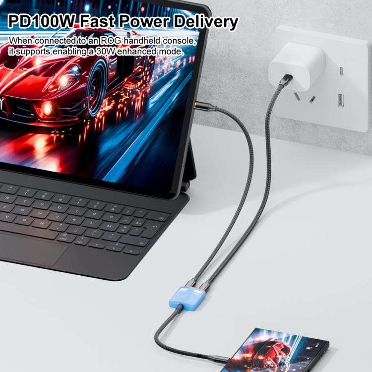 2 in 1 Type-C to Dual Type-C Full Featured AR Converter(Red Blue)