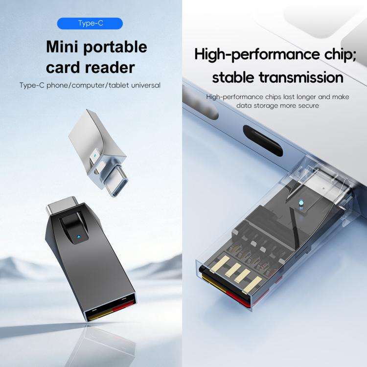 Mini Type-C Interface SD Card Reader Adapter, Not Support TF Card(Silver)