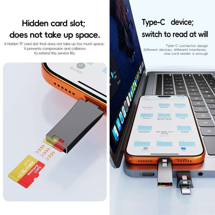 Mini Type-C Interface SD Card Reader Adapter, Not Support TF Card(Silver)