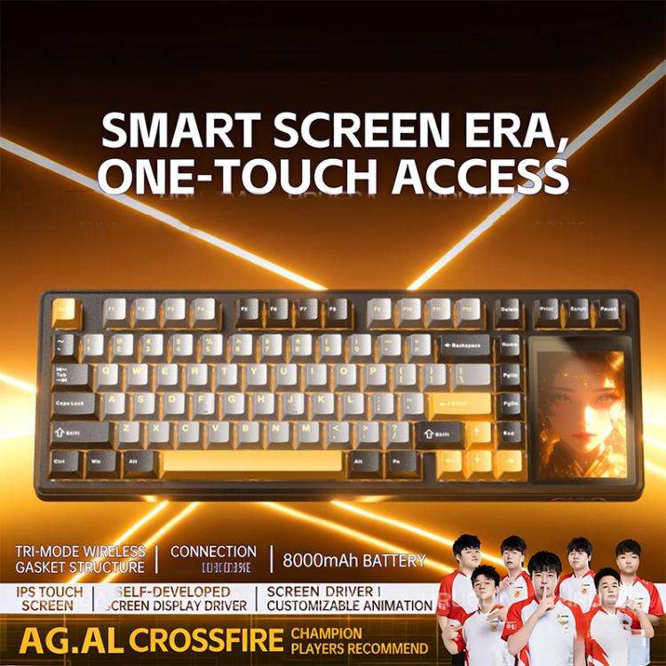 AULA L99 Smart Touch Screen Tri-Mode RGB Customizable Mechanical Keyboard(Milk Coffee Caramel Lat...
