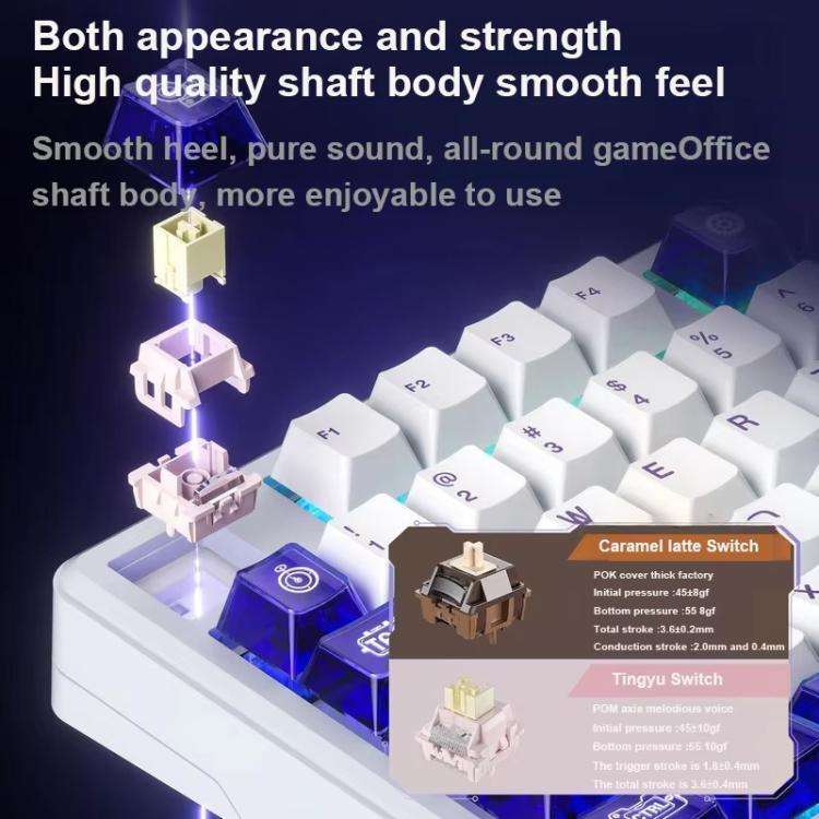 AULA L99 Smart Touch Screen Tri-Mode RGB Customizable Mechanical Keyboard(Milk Coffee Caramel Lat...