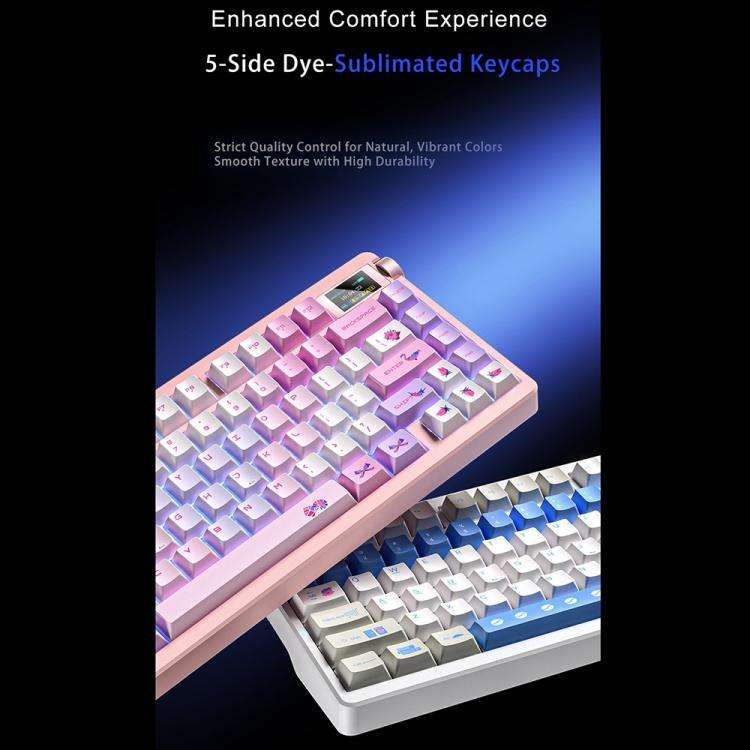 AULA nova75 Smart Display Tri-Mode RGB Customizable Gaming Mechanical Keyboard(Gray White Caramel...