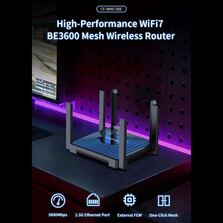 COMFAST CF-WR673BE WiFi 7 Gigabit Dual-Band 2700M Gaming Wireless Router, Plug:EU Plug(Black)